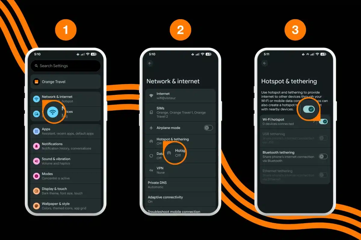 Turn on mobile hotspot on Android