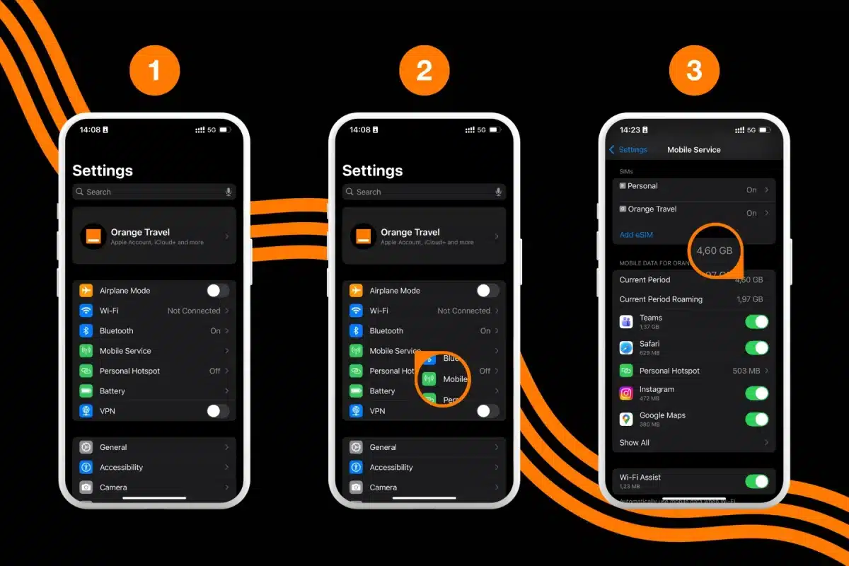 Check hotspot data usage for iPhone