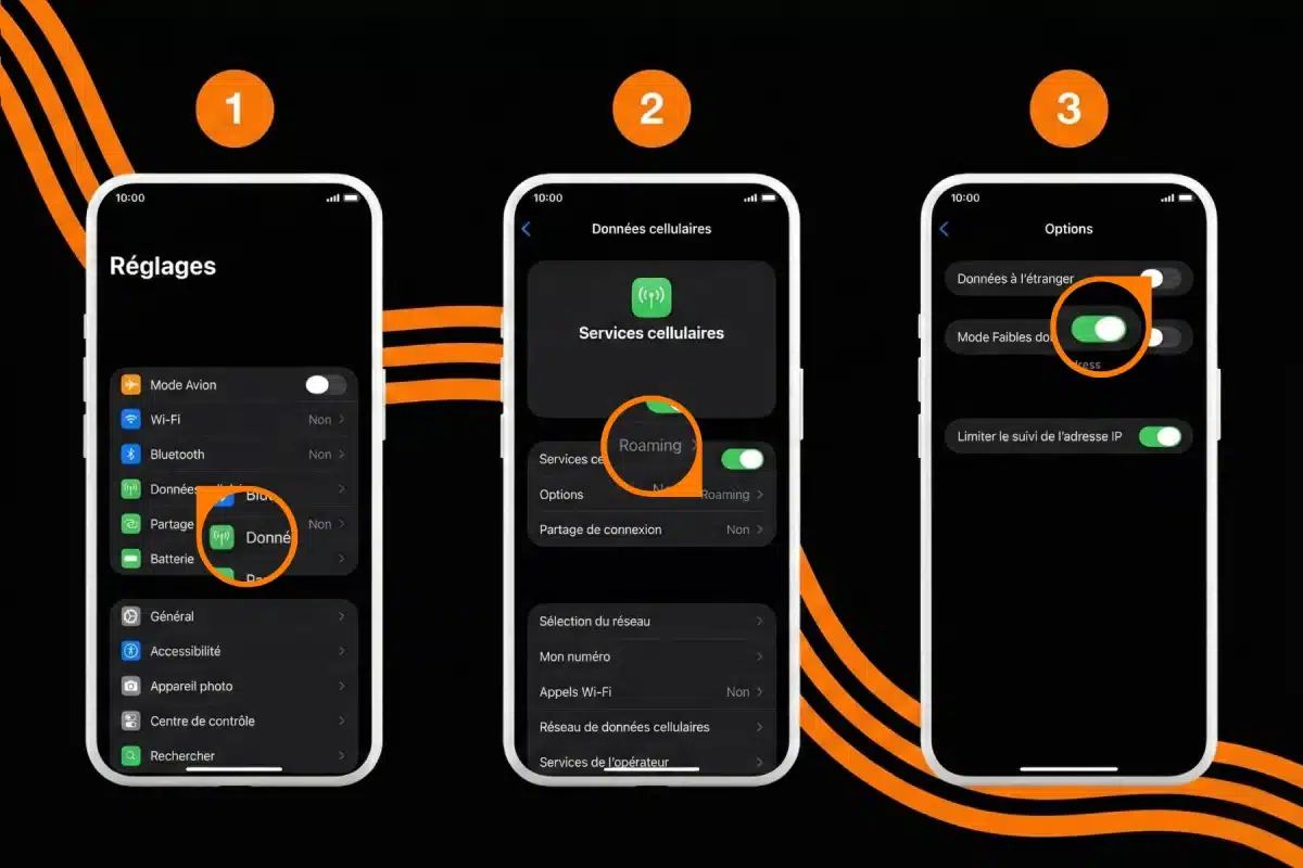 how to turn on data roaming on iphone french